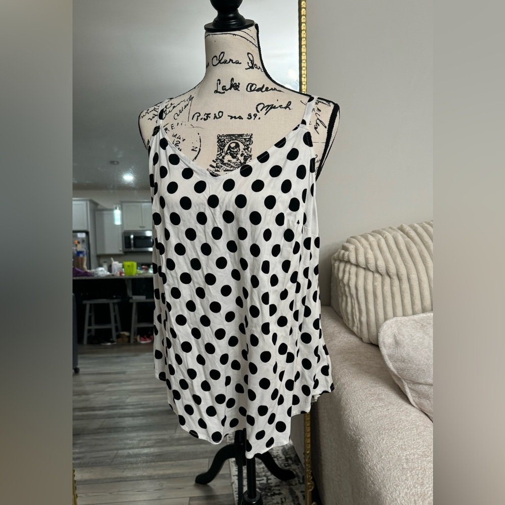 Torrid Asymmetrical Black and White Sleeveless Tank Top